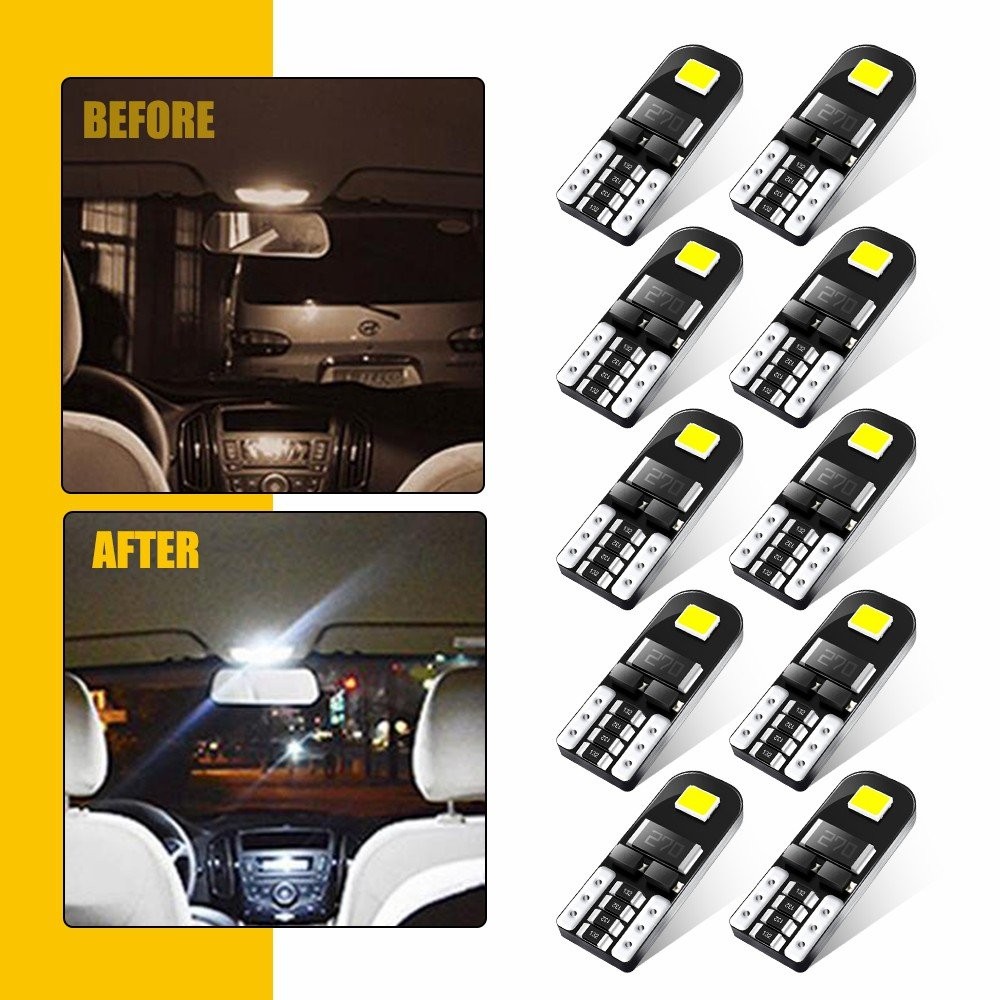 10X AUXITO T10 LED License Interior Plate Light 6000K Bulbs White 168 W5W New