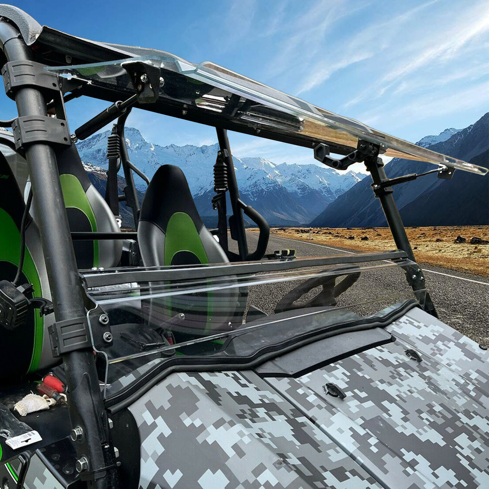 Folding Flip Windshield Scratch Resistant For Kawasaki Teryx 4 800/ 4 S ,2016-26
