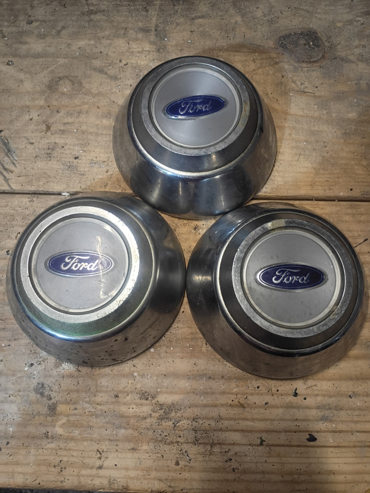 (3) Vintage 1980-1991 Ford Crown Vic Victoria LTD Blue Oval Center Cap Wheel Cap