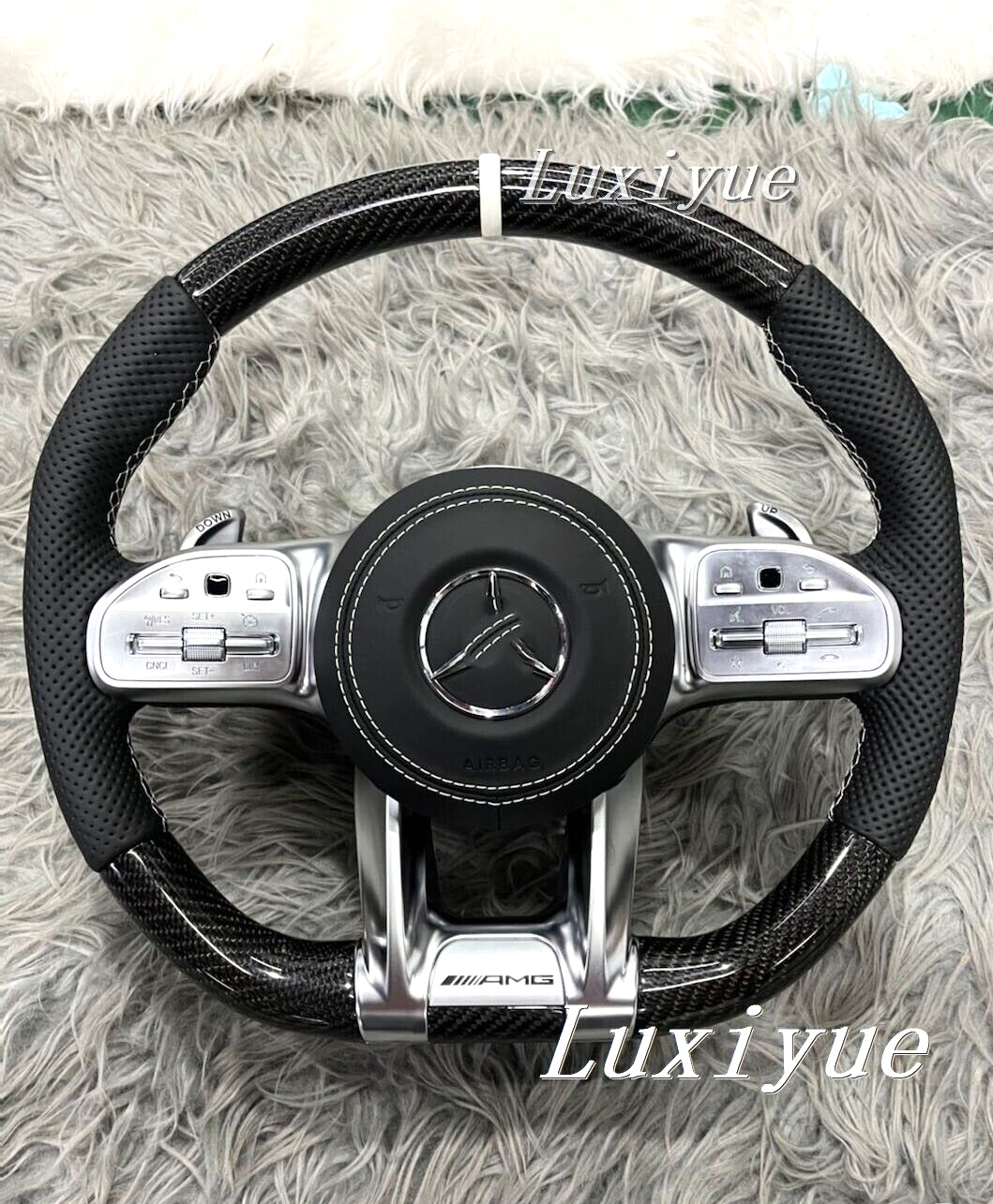 Carbon Fiber Flat Steering Wheel for 20+ Mercedes-benz G63 C43 C63 W221 S63 AMG