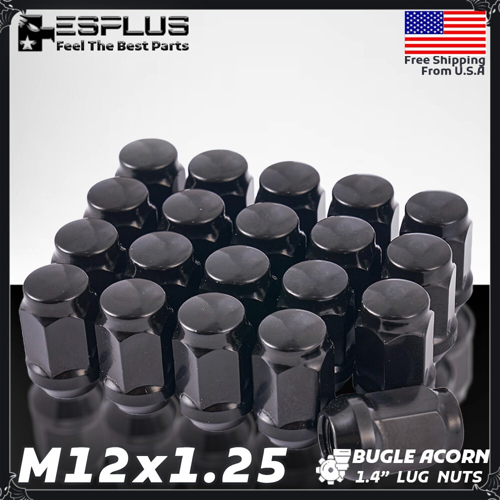 16 Pc Subaru Universal Lug Nut M12x1.25 Black Fit 1984-2007 Justy/1985-1991 XT