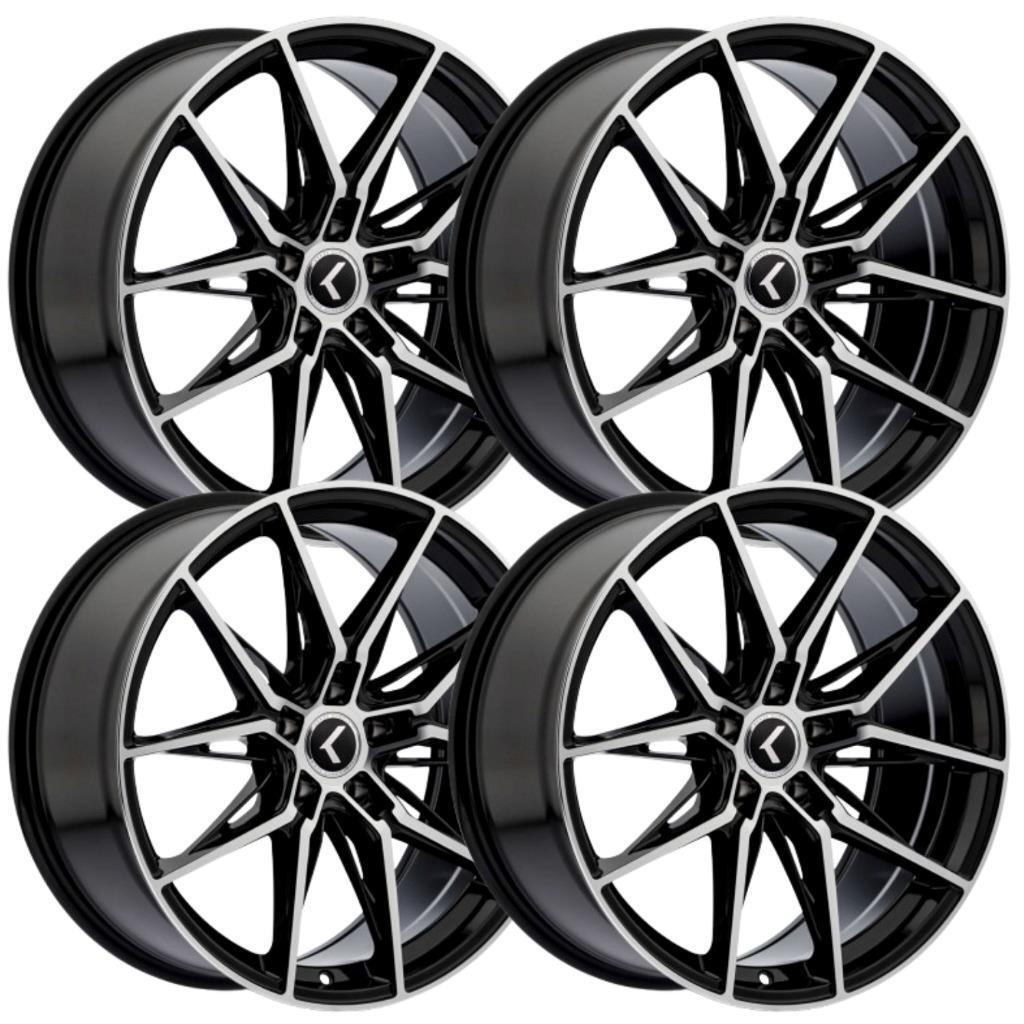 (Set-4) Kraze Evolve 22x9 5x120 35mm Black Machined Wheels Rims 22 Inch