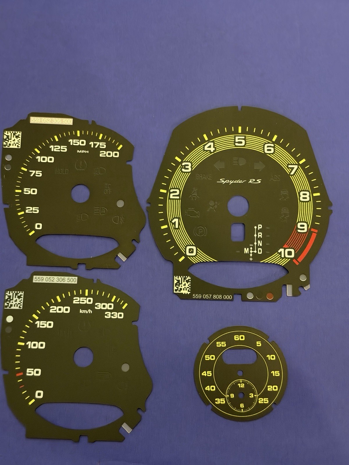 Porsche 718 Spyder RS Complete Gauges Set (Yellow Accent) Porsche 718 Spyder RS Complete Gauges Set (Yellow Accent)