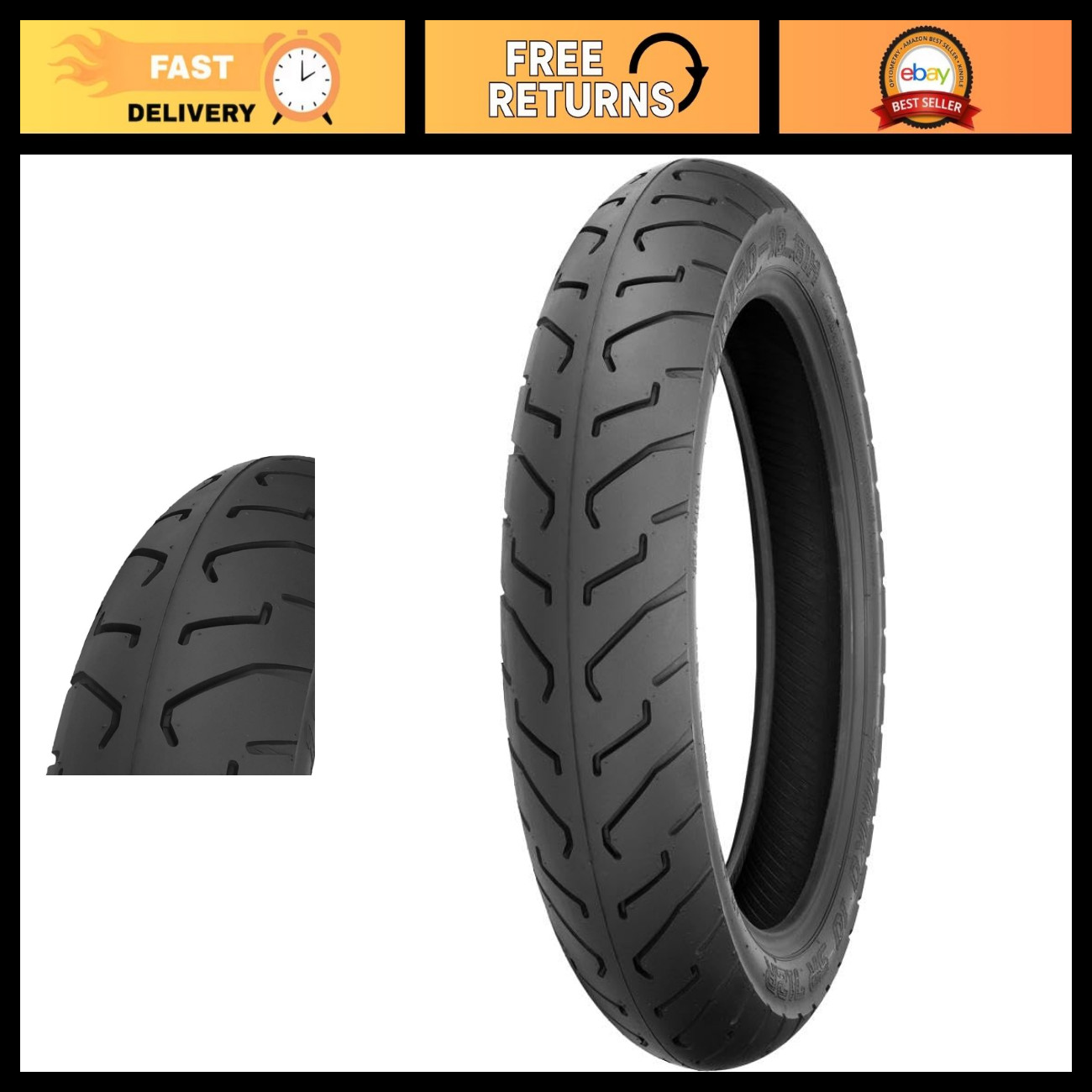 3.50-18 Bias Rear Tire, 60H Load Rating, All-Season Motorcycle Tire, Durable Per