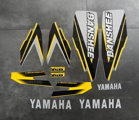 98' 1998 Yamaha Banshee Yellow/Grey/Black Decals Stickers Quad Graphics 11pc kit
