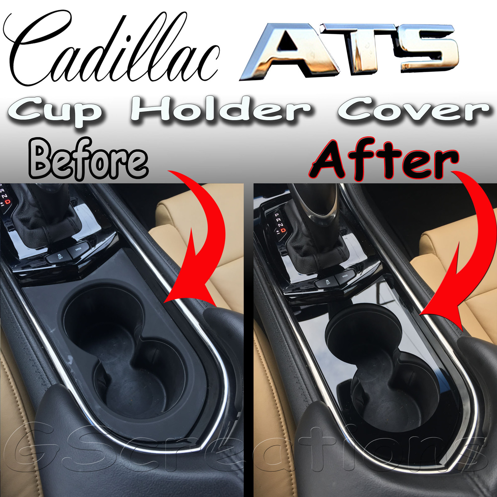 Front Cup Holder Cover Cut Out Style For The 2013-2019 Cadillac ATS