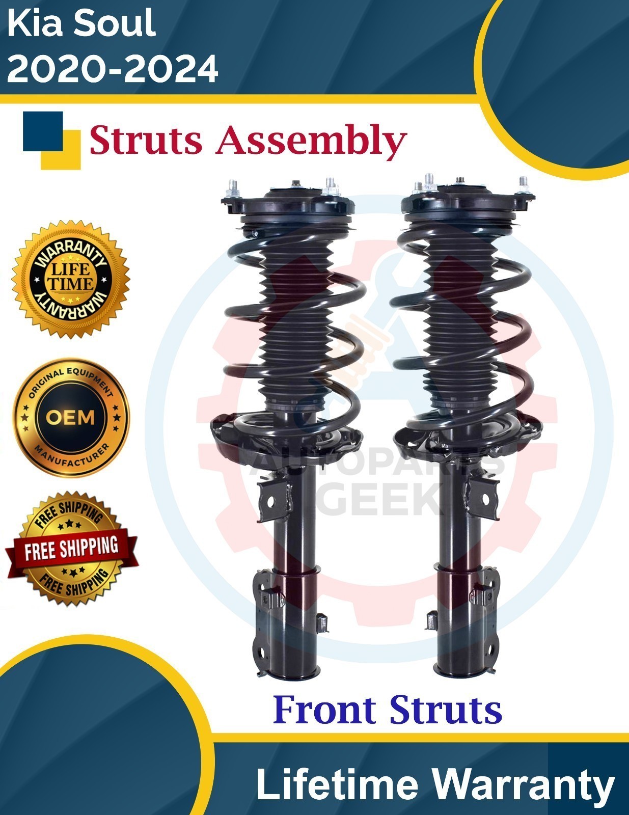 New OE Front Left & Right Struts Assembly 2020-2024 Kia Soul Lifetime Warranty