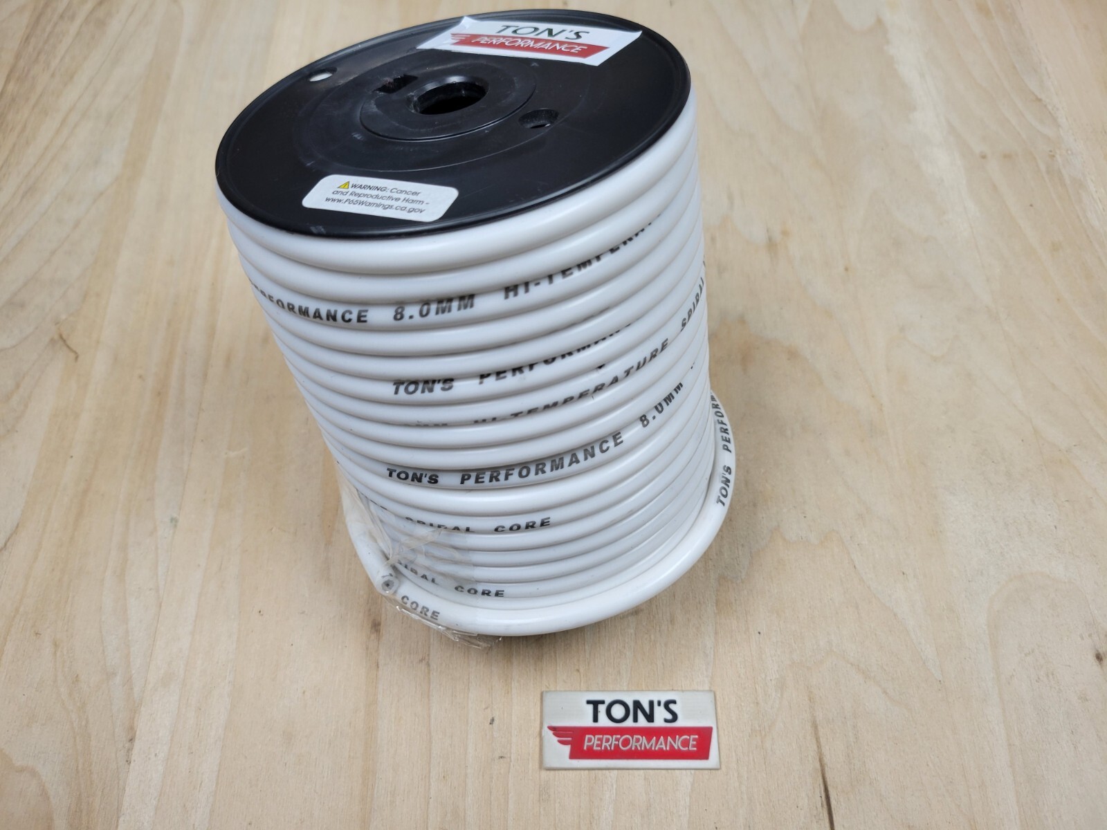 Ton's 8mm White silicone Spiral Core Spark plug wire 100' Feet roll 500 ohms