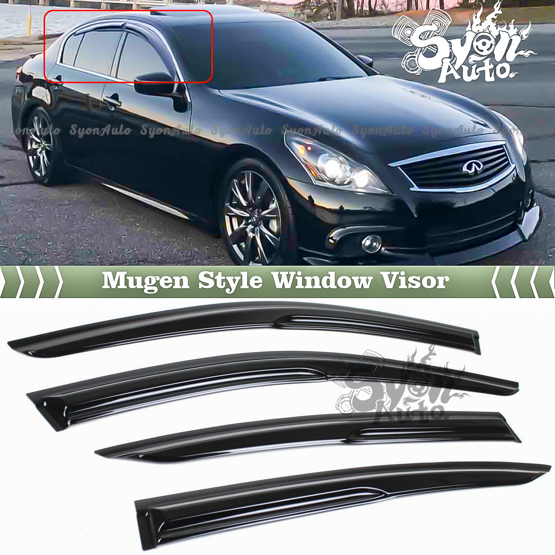 FITS 2007-2015 INFINITI G35 G37 G25 SEDAN JDM 3D MUGEN STYLE WINDOW VISOR VENT