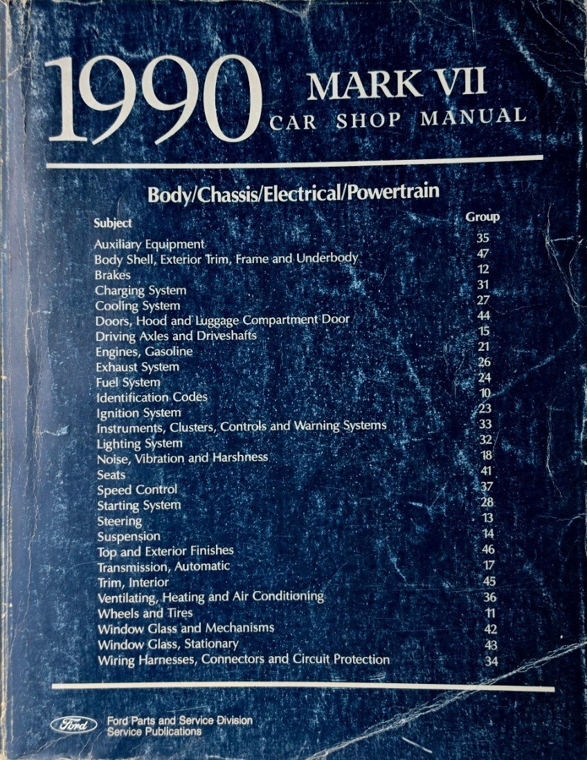 1990 Lincoln Mark VII Factory Shop Repair Service Manual Bill Blass LCS Original