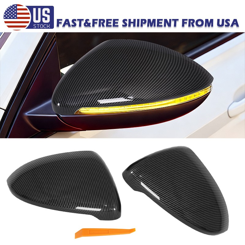 2PCS Carbon Fiber Side Mirror Cover Caps For  VW JETTA 2019-2025 with Indicator