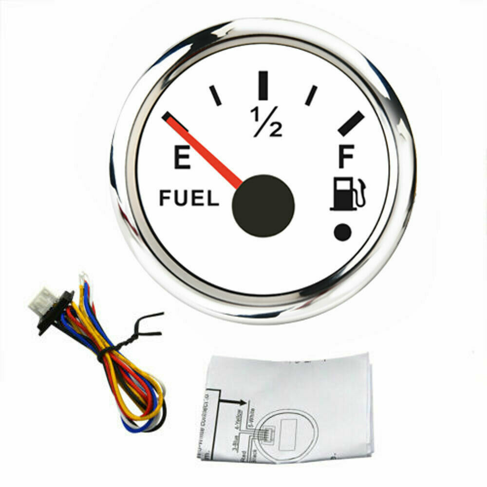 2\'\' 52mm fuel level gauge 240-33/0-190ohm white for car marine red led USA STOCK