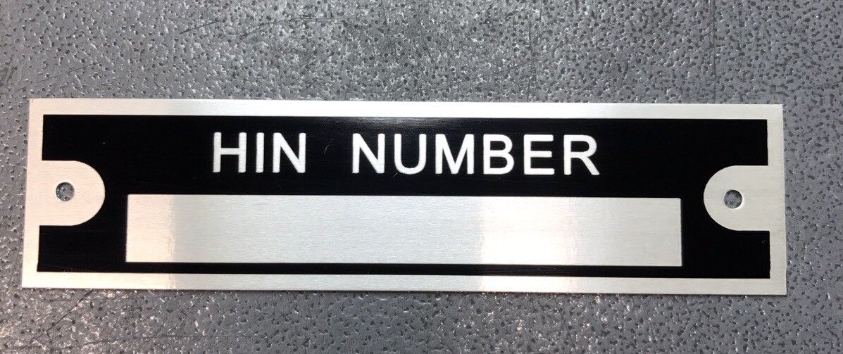 Blank Data Plate HIN Tag Serial Number ID Speedboat Yamaha Suzuki Johnson Merc