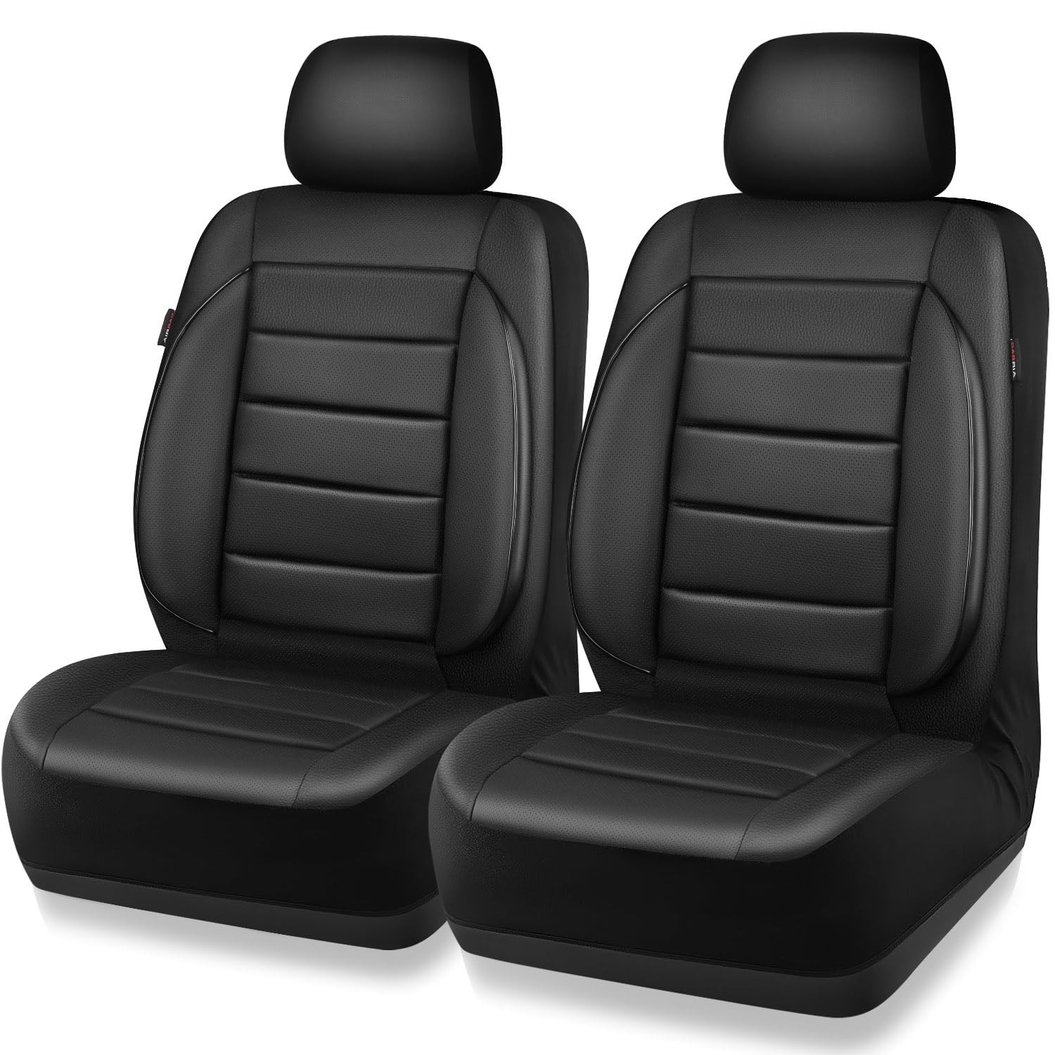CAR PASS Faux Leather Car Seat Covers Front Seats Only, 3D Foam Black CAR PASS Faux Leather Car Seat Covers Front Seats Only, 3D Foam Black