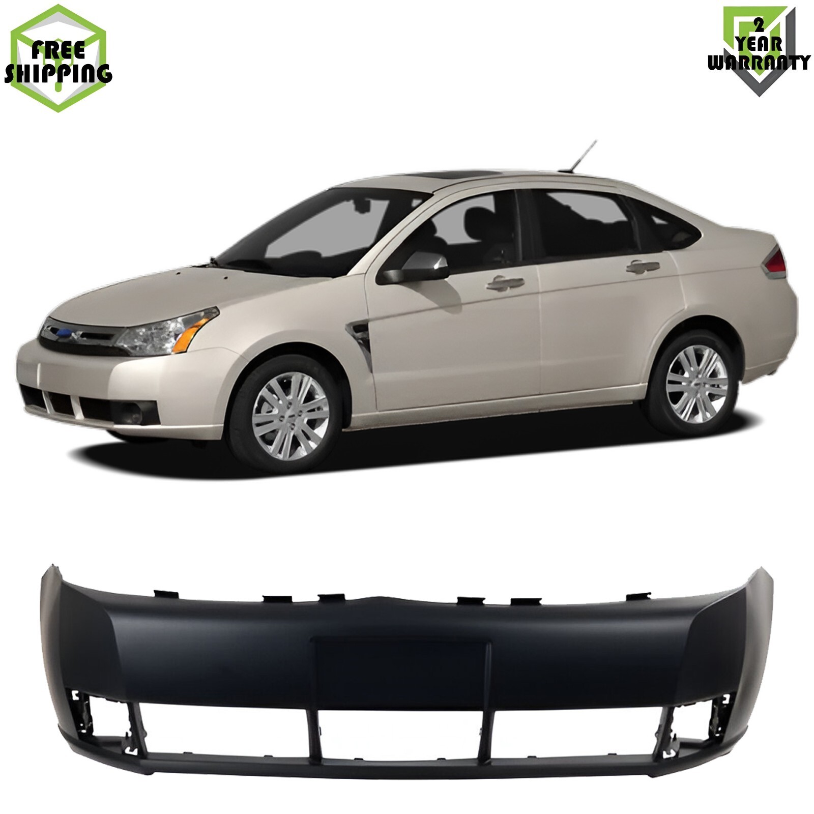 Front Bumper Cover Primed Plastic For 2008-2011 Ford Focus