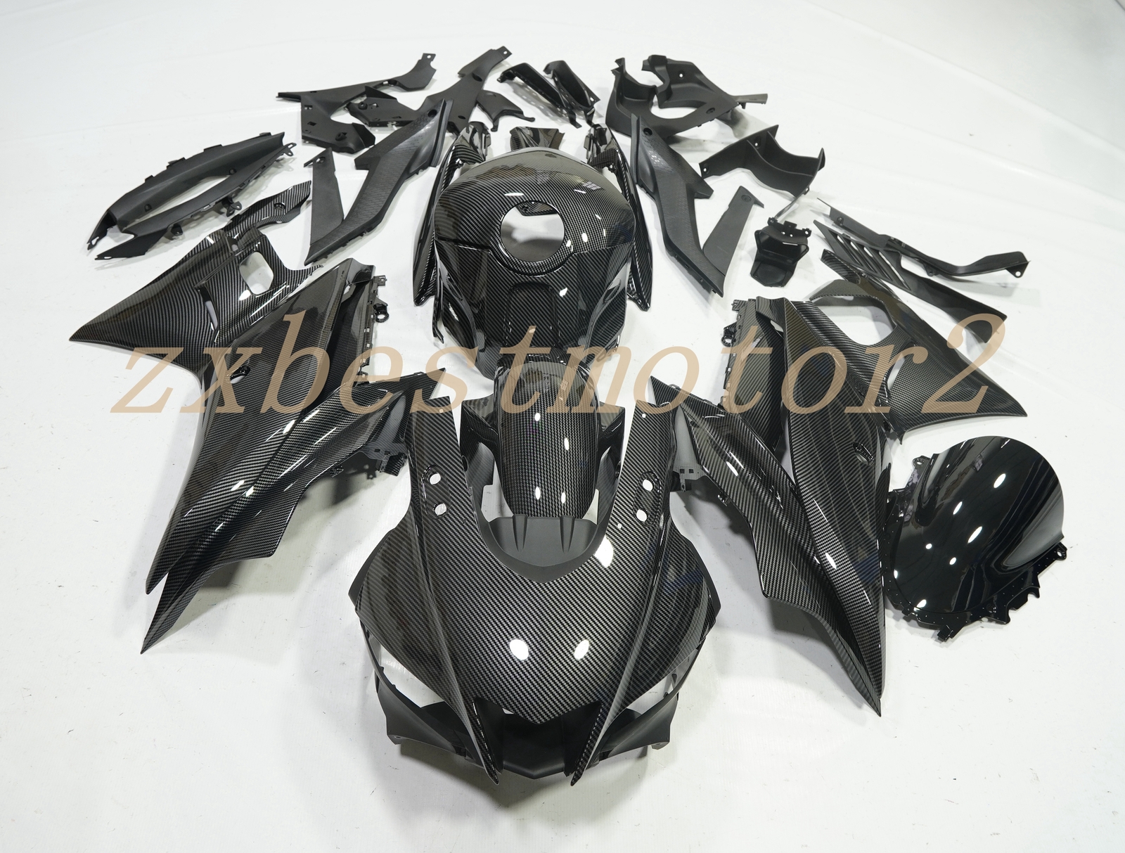 Glossy Carbon Fiber Painted Fairing Kit Bodywork For YAMAHA YZF R3/R25 2022-2024 Glossy Carbon Fiber Painted Fairing Kit Bodywork For YAMAHA YZF R3/R25 2022-2024