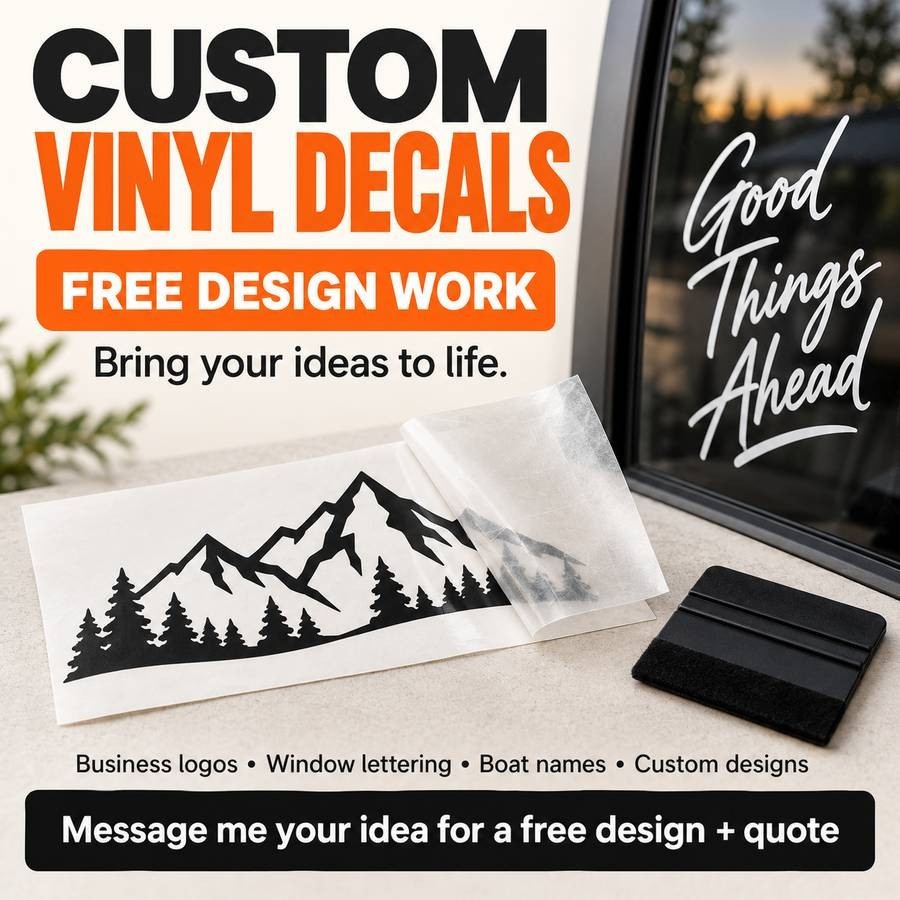 Custom Vinyl Decals Boat Car Truck Business Lettering Logo FREE Design Help