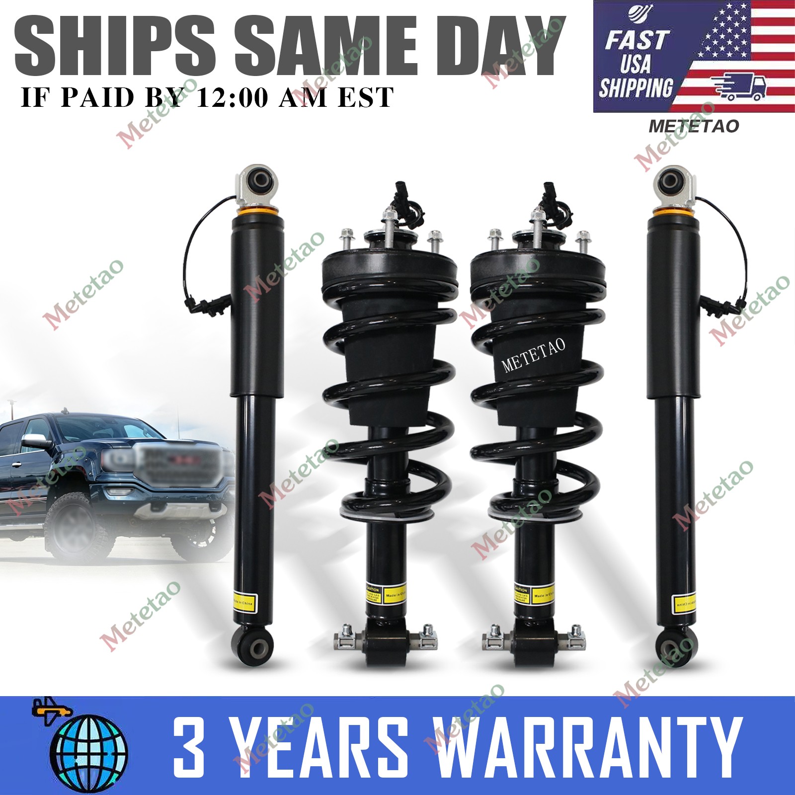 Front and Rear Shock Strut Assys Magneride for GMC Sierra 1500 Denali 2015-2018
