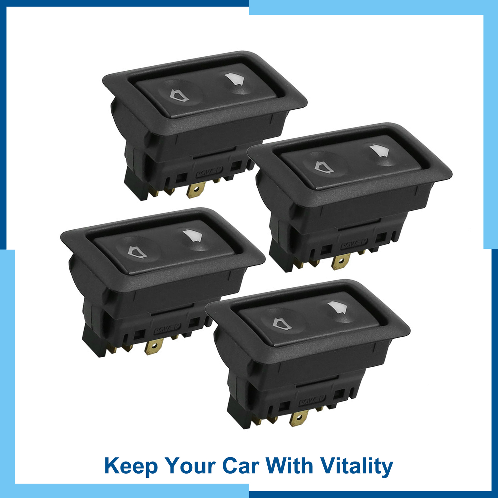 Universal Pack (4) DC 12V 6 Pins Car Electric Illuminated Power Window Switch