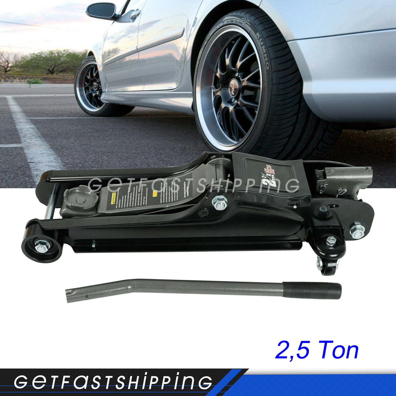 Low Profile Floor Jack 2.5 Ton Lift Aluminum Steel Auto Car Rapid Lifting 5000lb