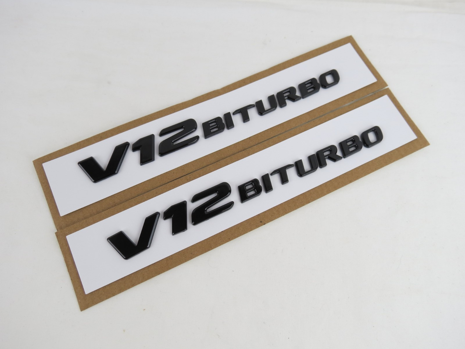 Mercedes Black V12 BITURBO Emblems S600 CL600 SL600 Front Fender Badges Logo