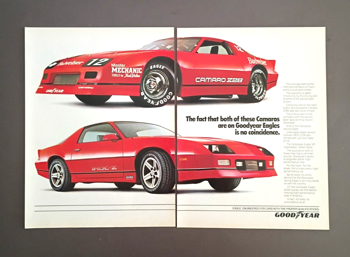 1986 Chevy Camaro Iroc Z 28 Fuel Injected 2 Page original magazine auto ad print