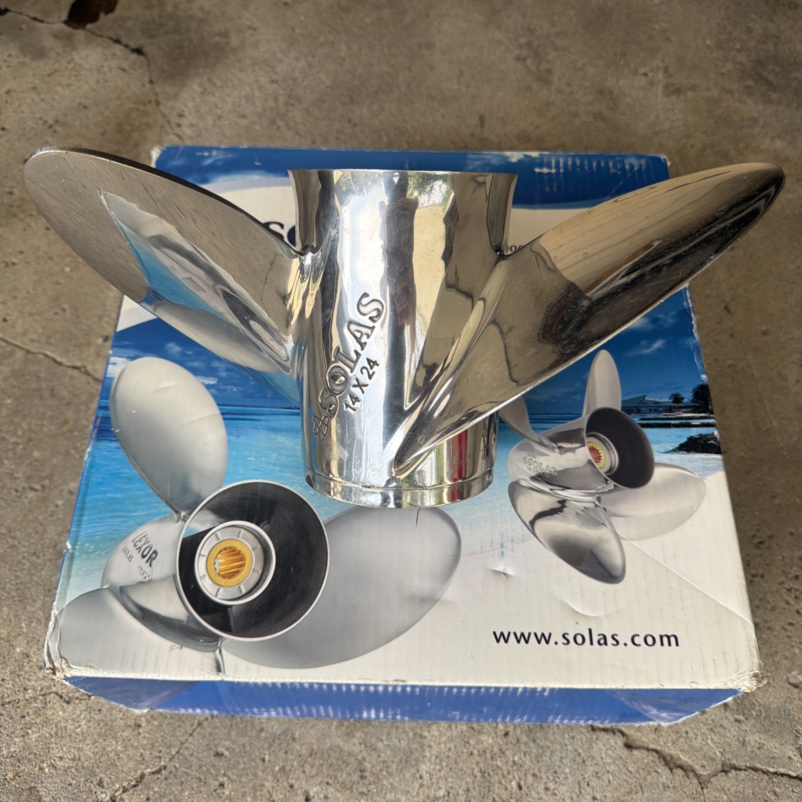 Stainless Steel Prop Solas Titan 14x24P E3 Johnson/Evrd/BRP/Cobra SS 2551-140-24