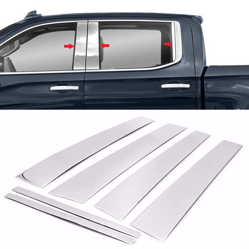 For 2019-2026 Chevy Silverado GMC Sierra Stainless Steel Chrome Pillar Post Trim For 2019-2026 Chevy Silverado GMC Sierra Stainless Steel Chrome Pillar Post Trim