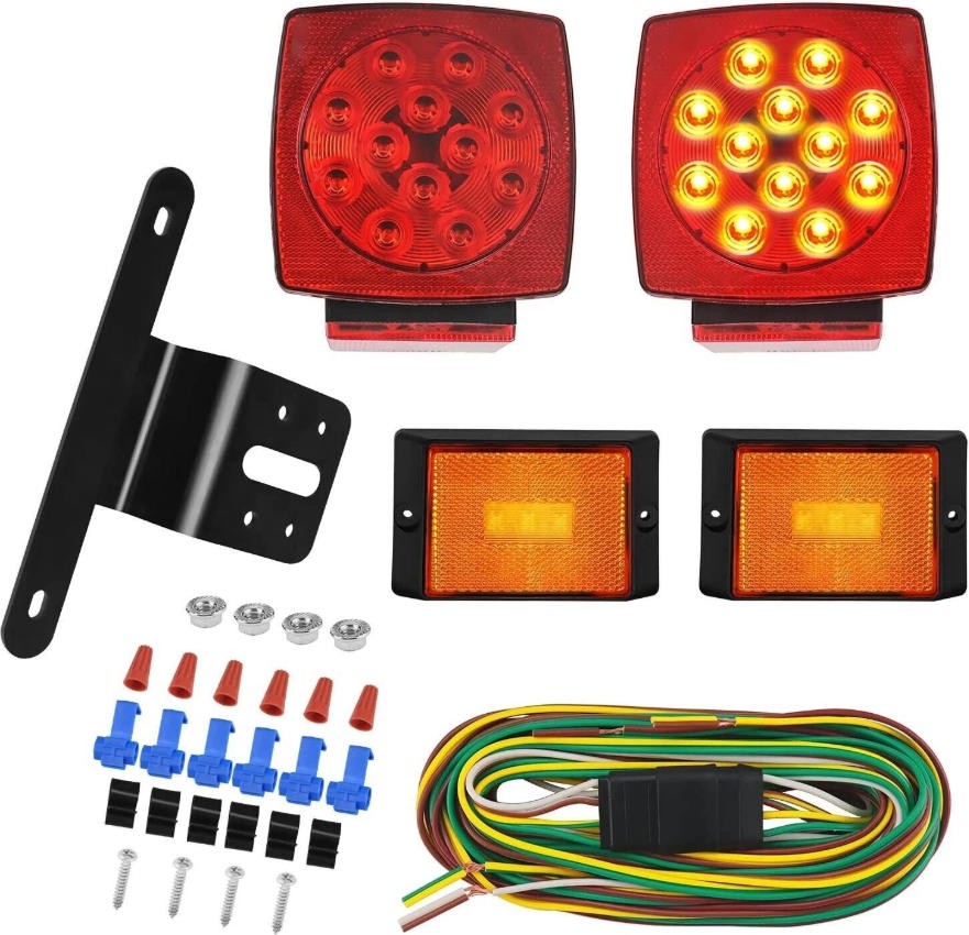 Rear Led Submersible Trailer Tail Lights Kit Boat Marker Truck Waterproof New US