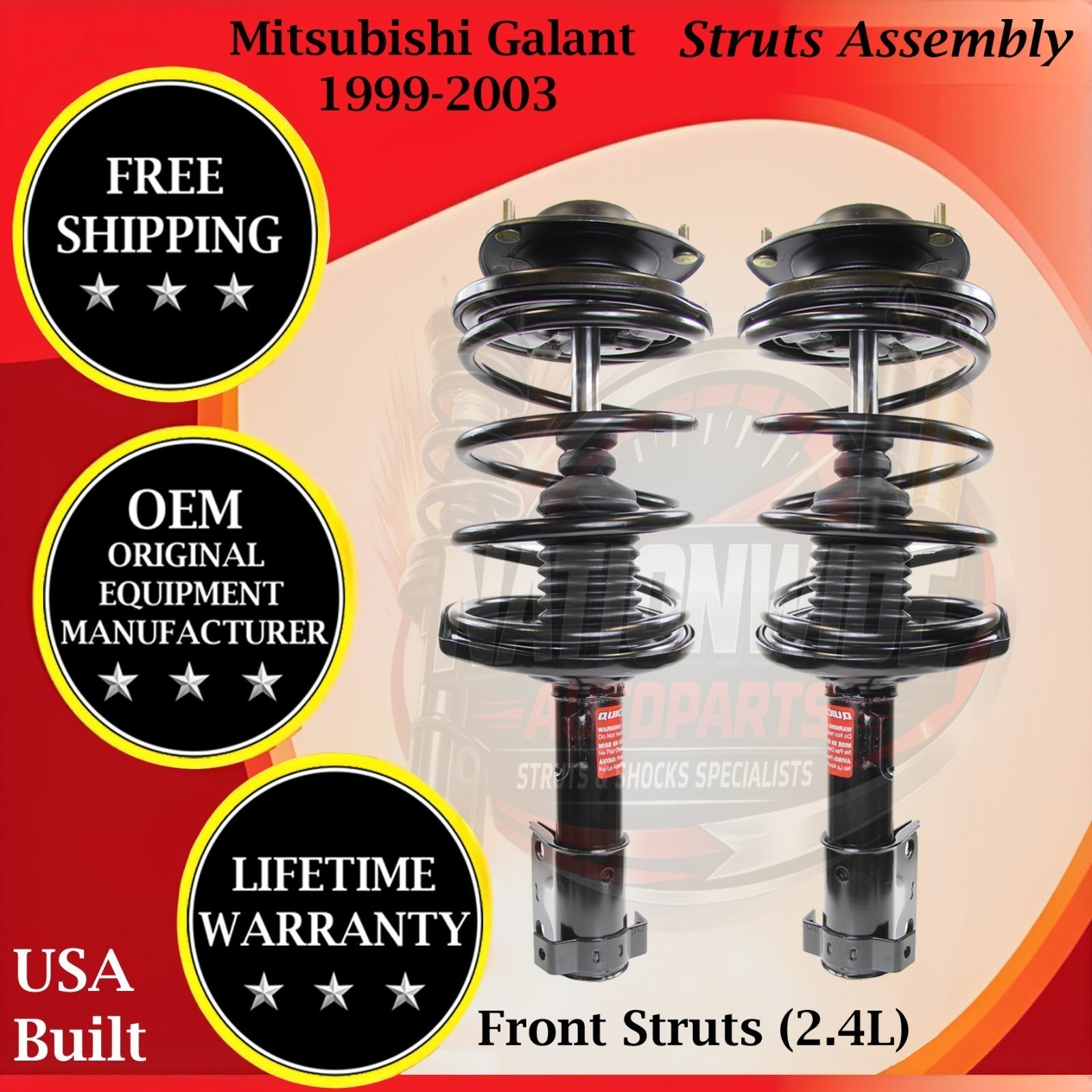 Monroe OEM Front Struts Assembly 1999-2003 Mitsubishi Galant Lifetime Warranty