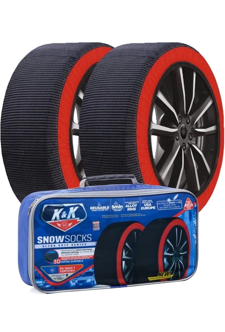 K&K Automotive Snow Socks for Tires -  Alternative Traction Device for Cars SUVs