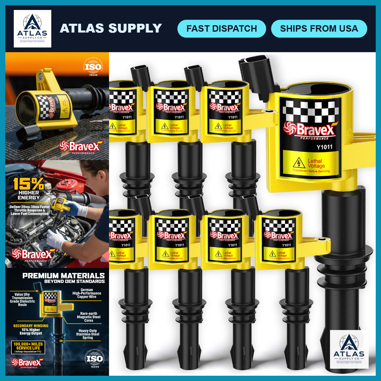 High-Efficiency Ignition Coil Pack for F-150 - 15% More Energy, Straight Boot