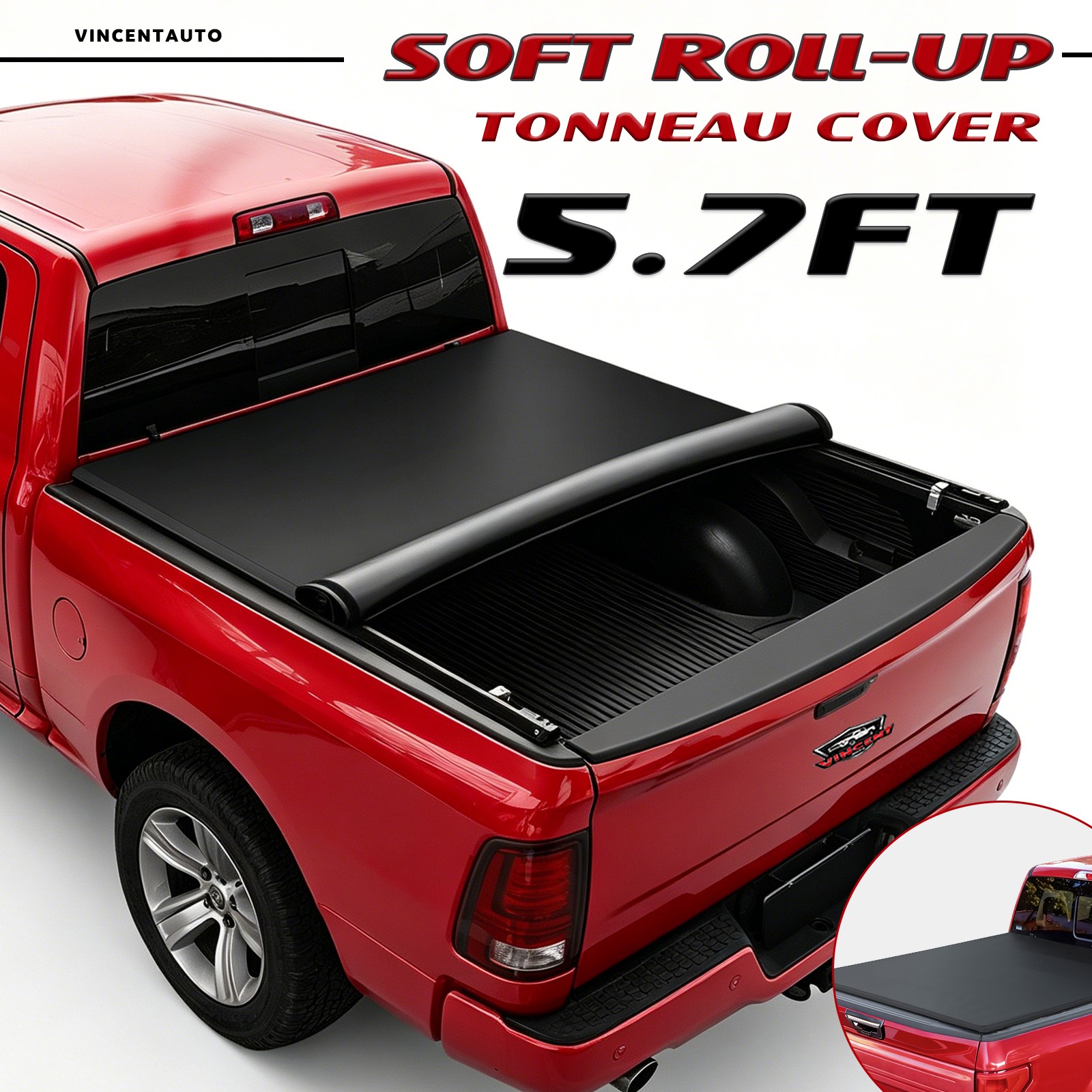 Soft Roll-up Tonneau Cover FOR 09-26 Dodge Ram 1500 5.7FT Truck Bed NO RAM BOX