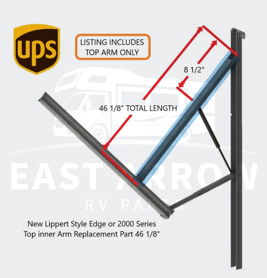 New Lippert Style Edge or 2000 Series Top inner Arm Replacement Part 46 1/8 New Lippert Style Edge or 2000 Series Top inner Arm Replacement Part 46 1/8