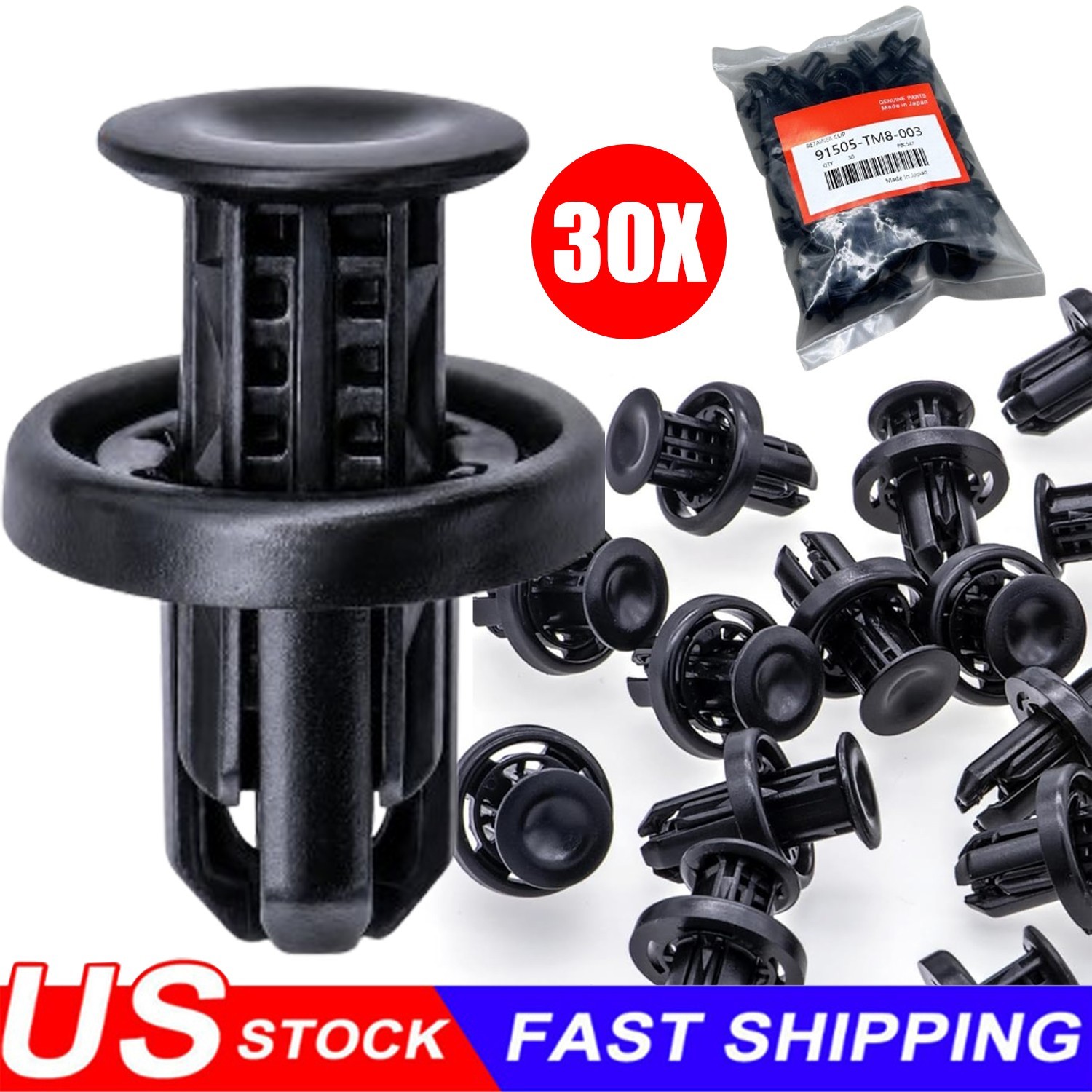 30PCS FOR HONDA BUMPER / UNDER COVER RETAINER CLIP 91505-TM8-003