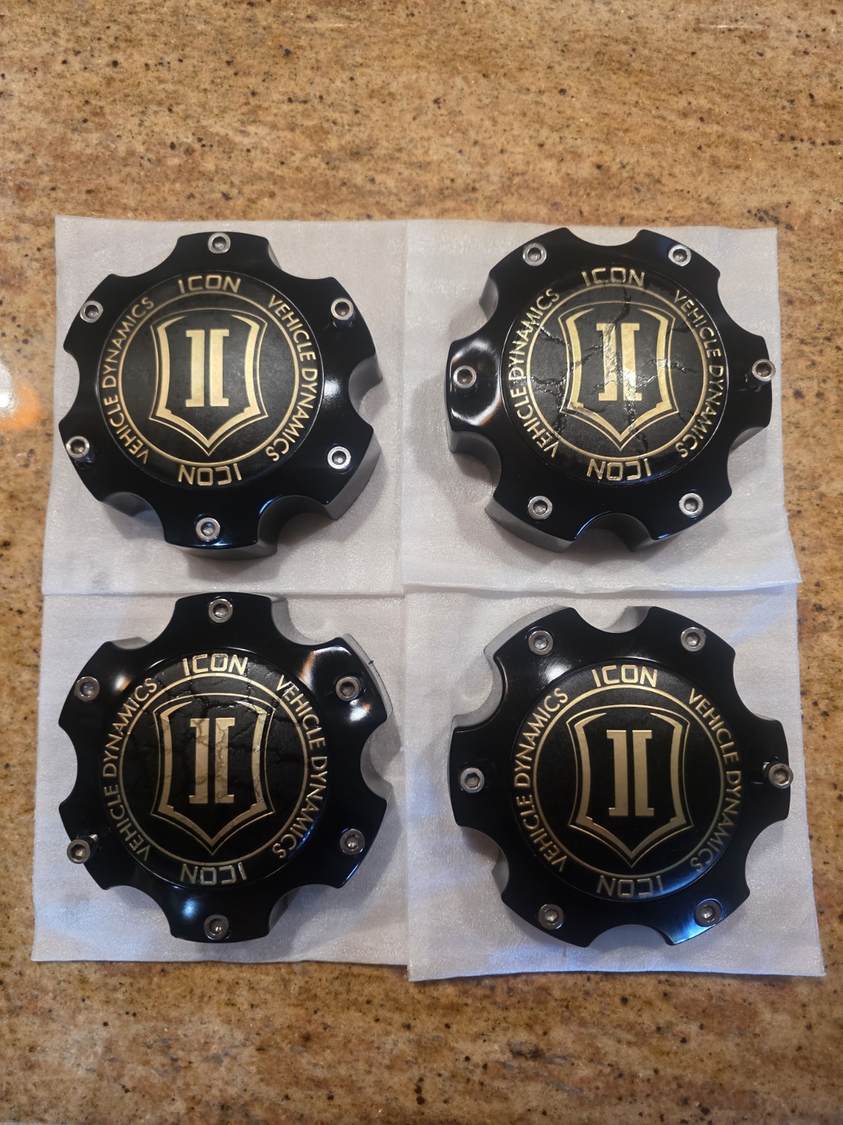 ICON VEHICLE DYNAMICS 6 Lug Gloss Black Wheel Center Cap RW-139-CAP (4 Pack)