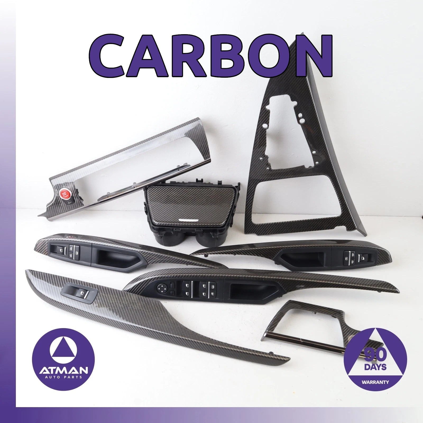 13-19 BMW F06 M6 Dashboard Center Console Door Panel Trim Set Carbon OEM