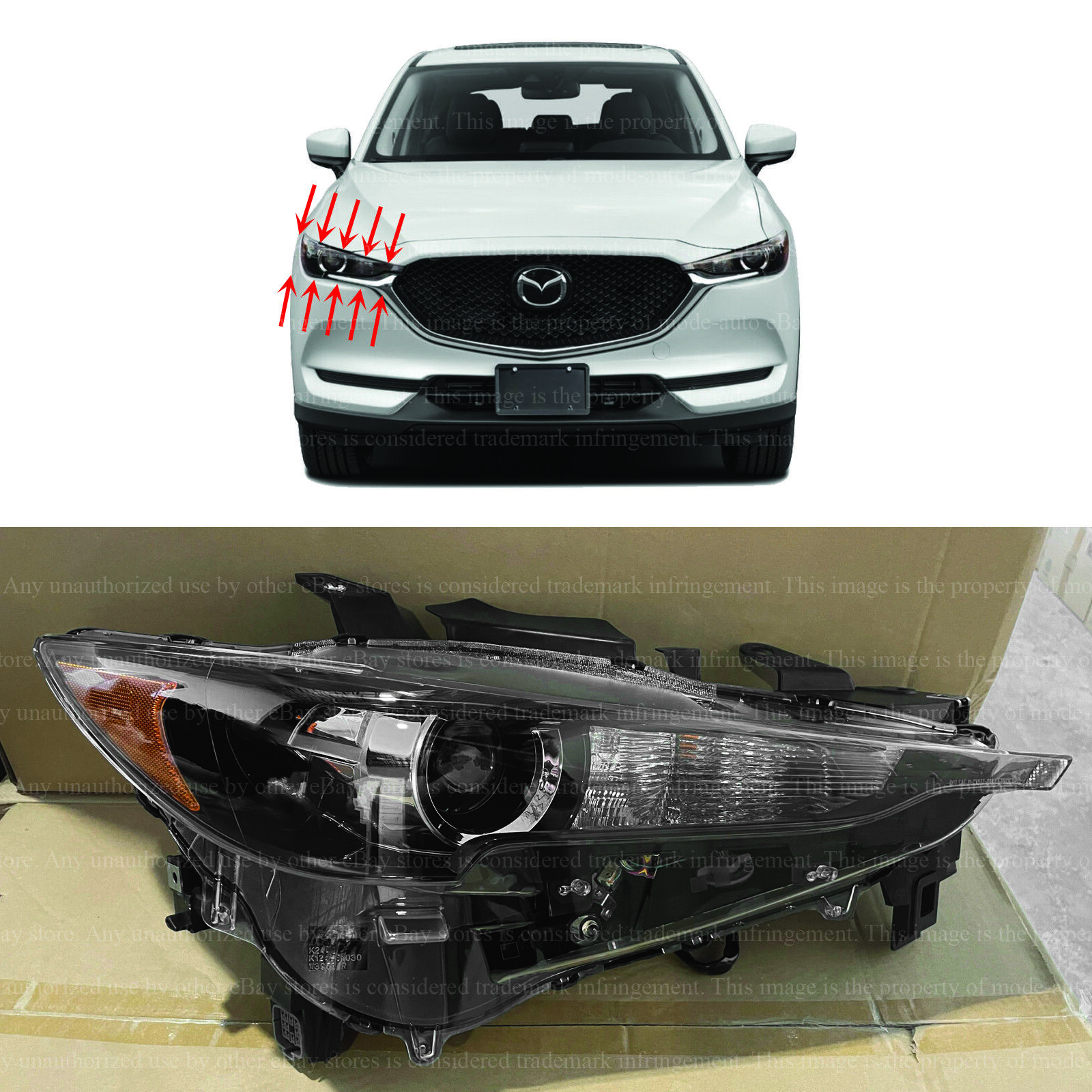 Front LED Headlight Replacement for 2017 2021 MAZDA CX-5 w/o AFS Right Passenger