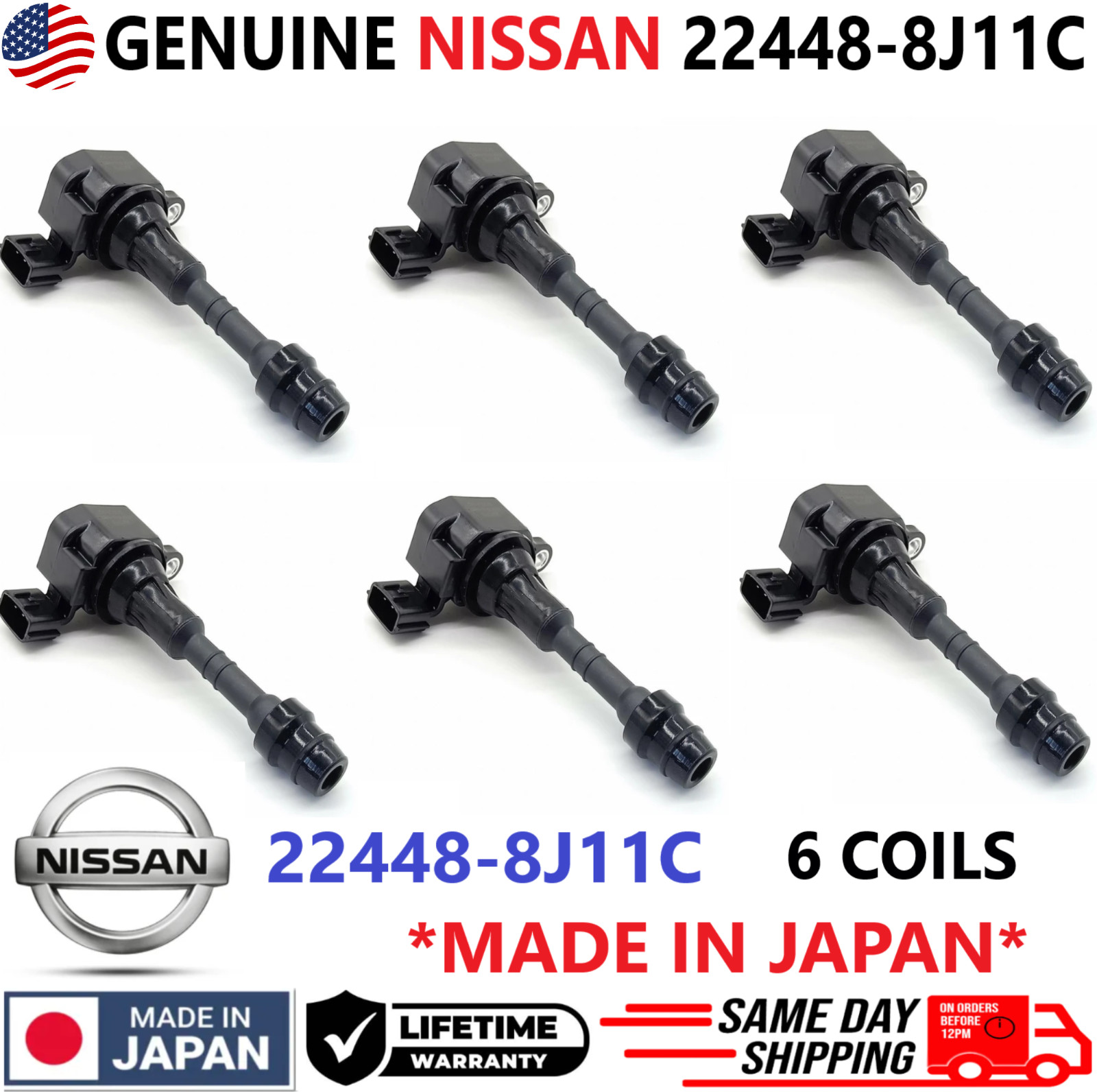 GENUINE x6 NISSAN Ignition Coils For 2001-2019 Nissan & Infiniti V6, 22448-8J11C