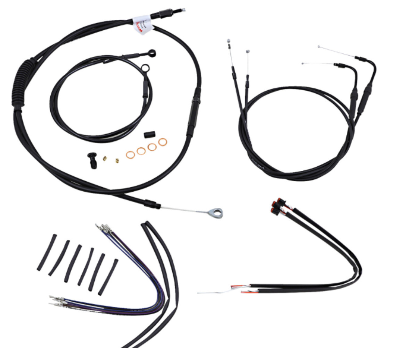Burly Brand - B30-1124 - Extended Cable/Brake Line Kit for 14in. Ape Handlebars,