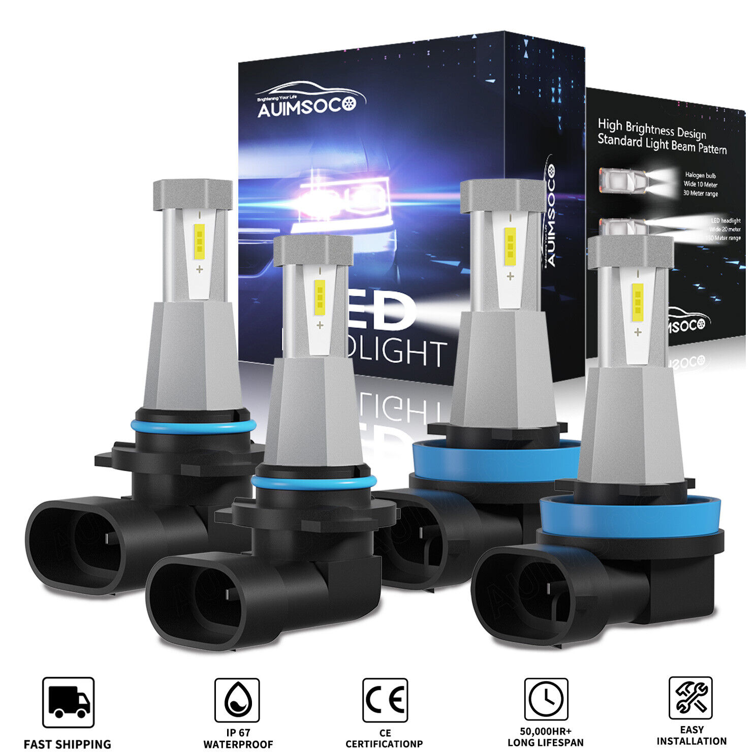 For 2019-2021 Nissan Altima 4Pcs Bulbs Car LED Headlight KIt Hi/Low Beams 6000K