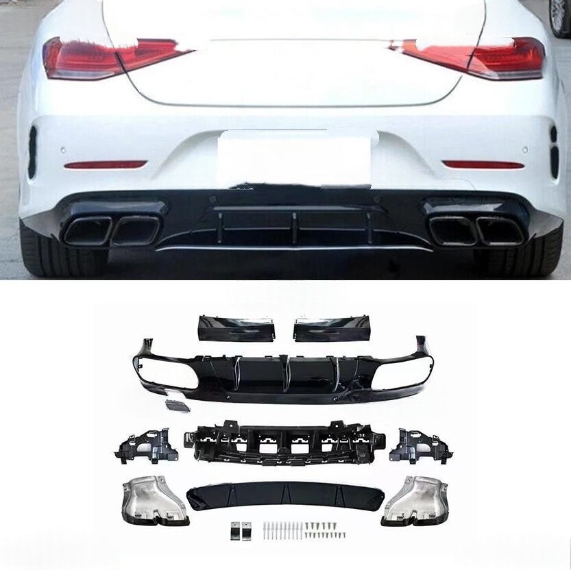 2019-2023 For Benz CLS W257 Gloss Black Rear Bumper Diffuser Lip Spoiler 4 Out