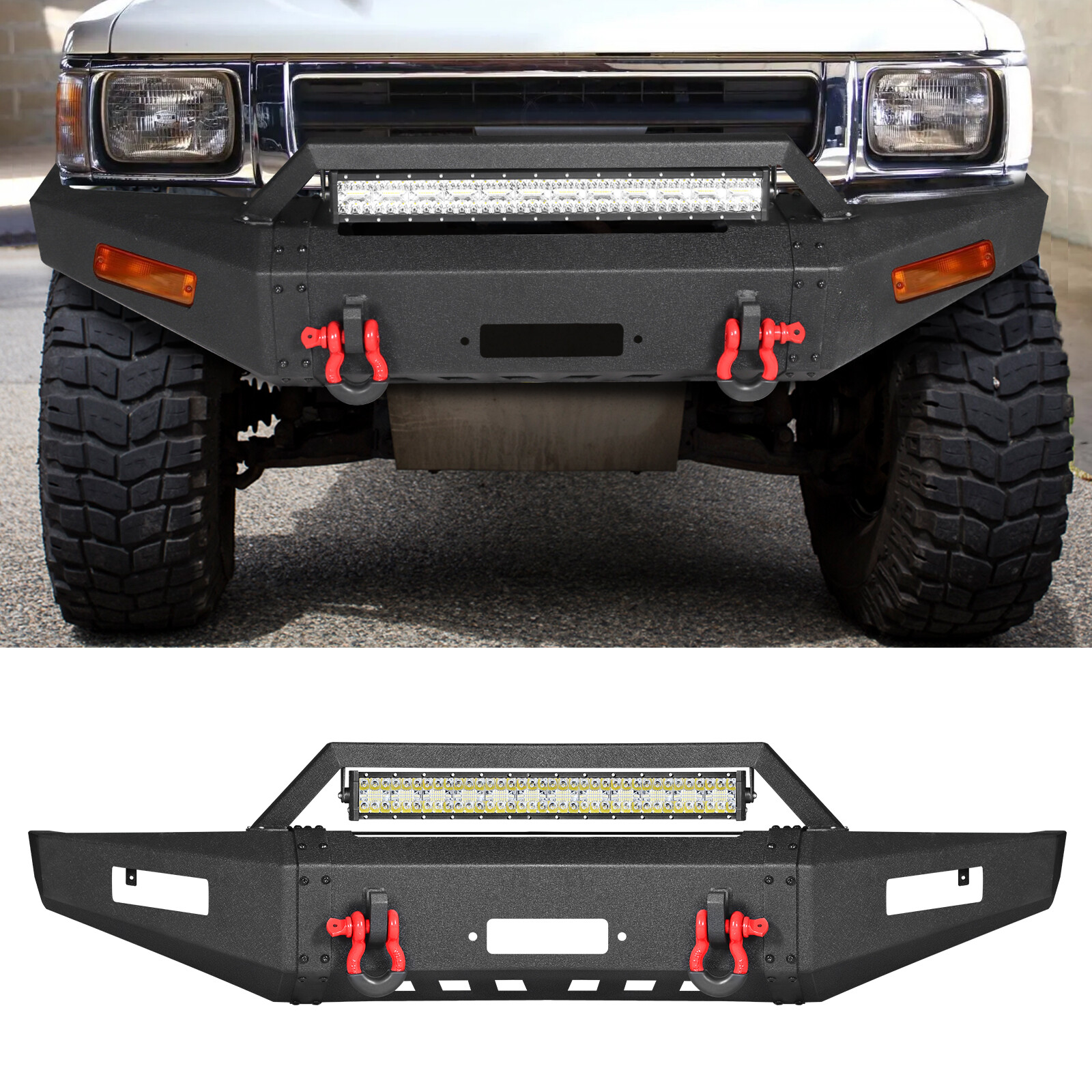 For 1989-1994 1995 Toyota Pickup Front or Rear Bumper w/ LED Light and D-Rings