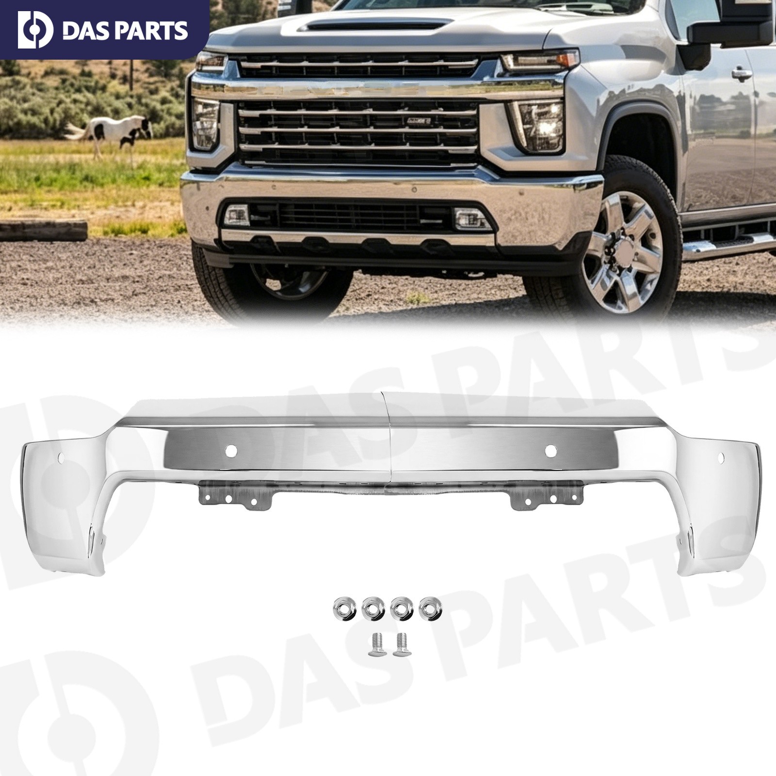 For 2020-2023 Chevy Silverado 2500 HD W/Senser Holes Chrome Steel Front Bumper