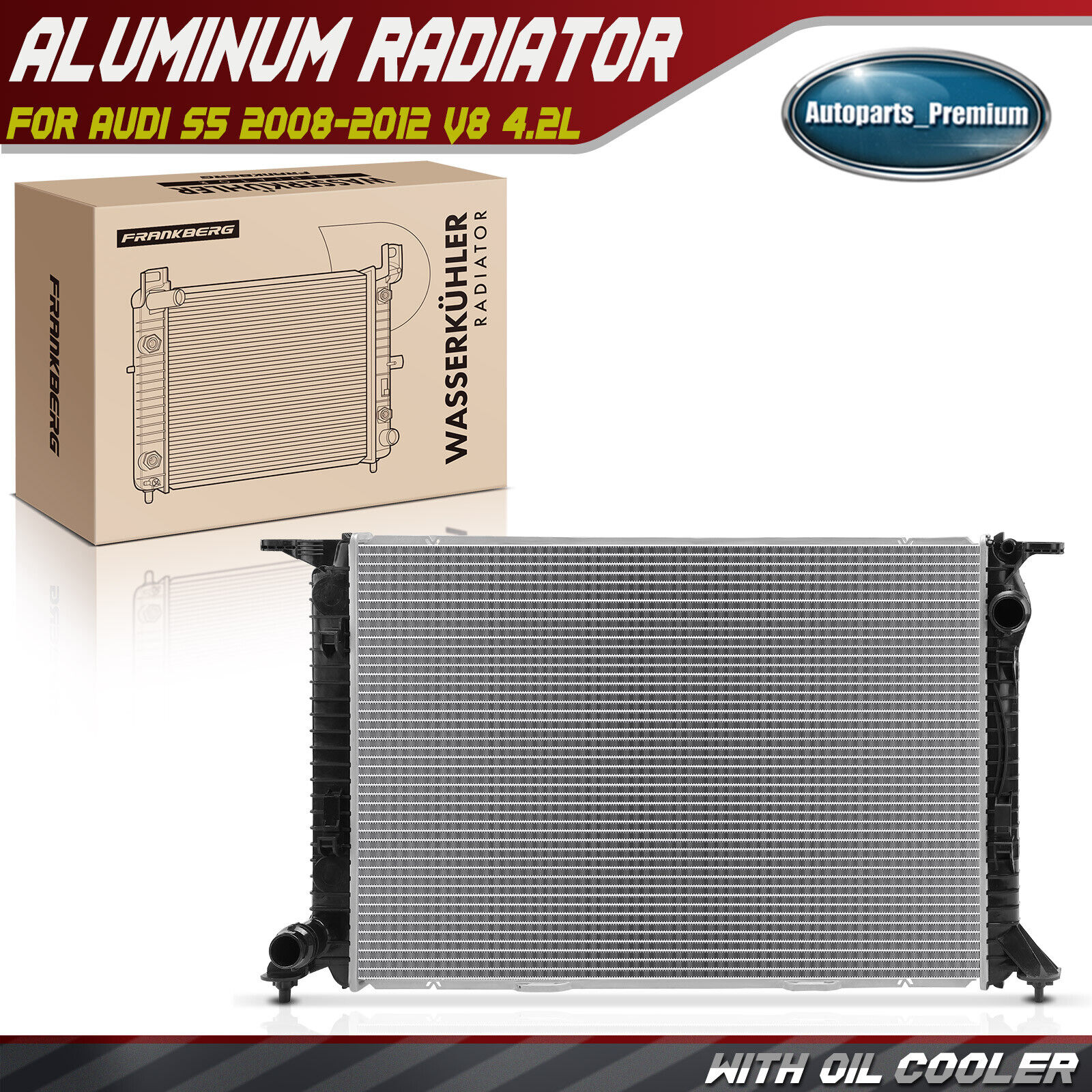 Radiator without Oil Cooler for Audi S5 2008-2012 V8 4.2L Manual Transmission
