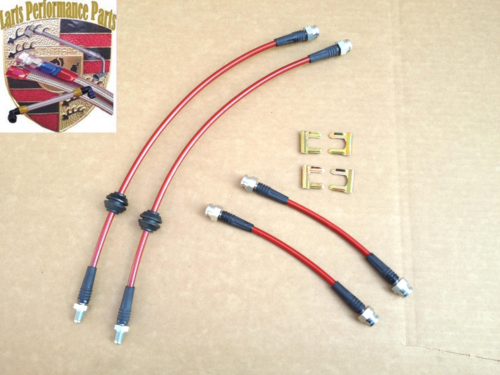 PORSCHE 951 944NA 944S S2 968 944 TURBO SS BRAIDED TEFLON BRAKE LINES 4 PCS RED