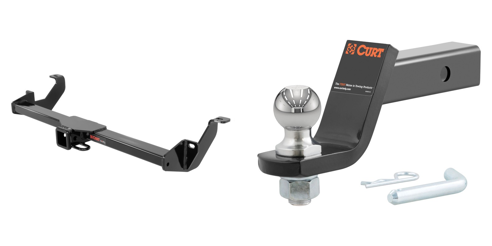 CURT Trailer Hitch Tow Kit 2in Receiver Class 3, Ball Mount, Pin & Clip - 13292