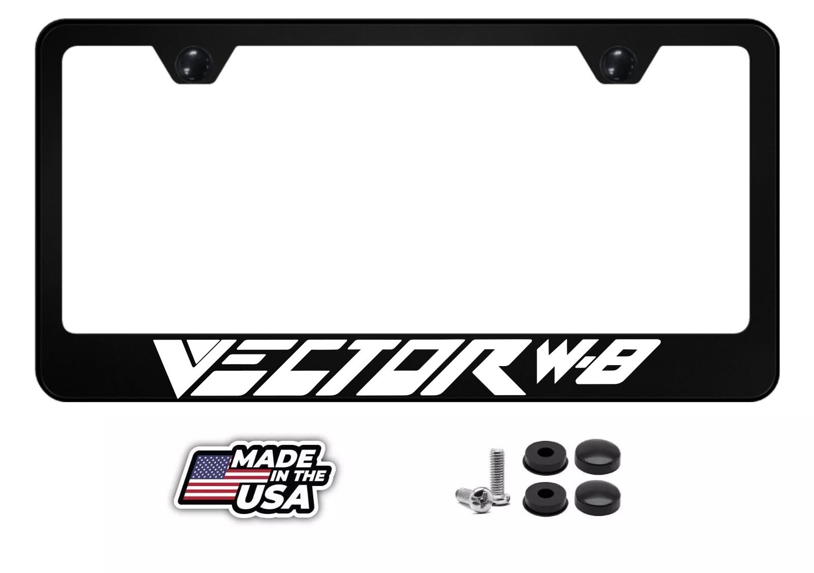 Vector W8 Metal License Plate Frame | Reflective White | Street Racing | Vintage Vector W8 Metal License Plate Frame | Reflective White | Street Racing | Vintage