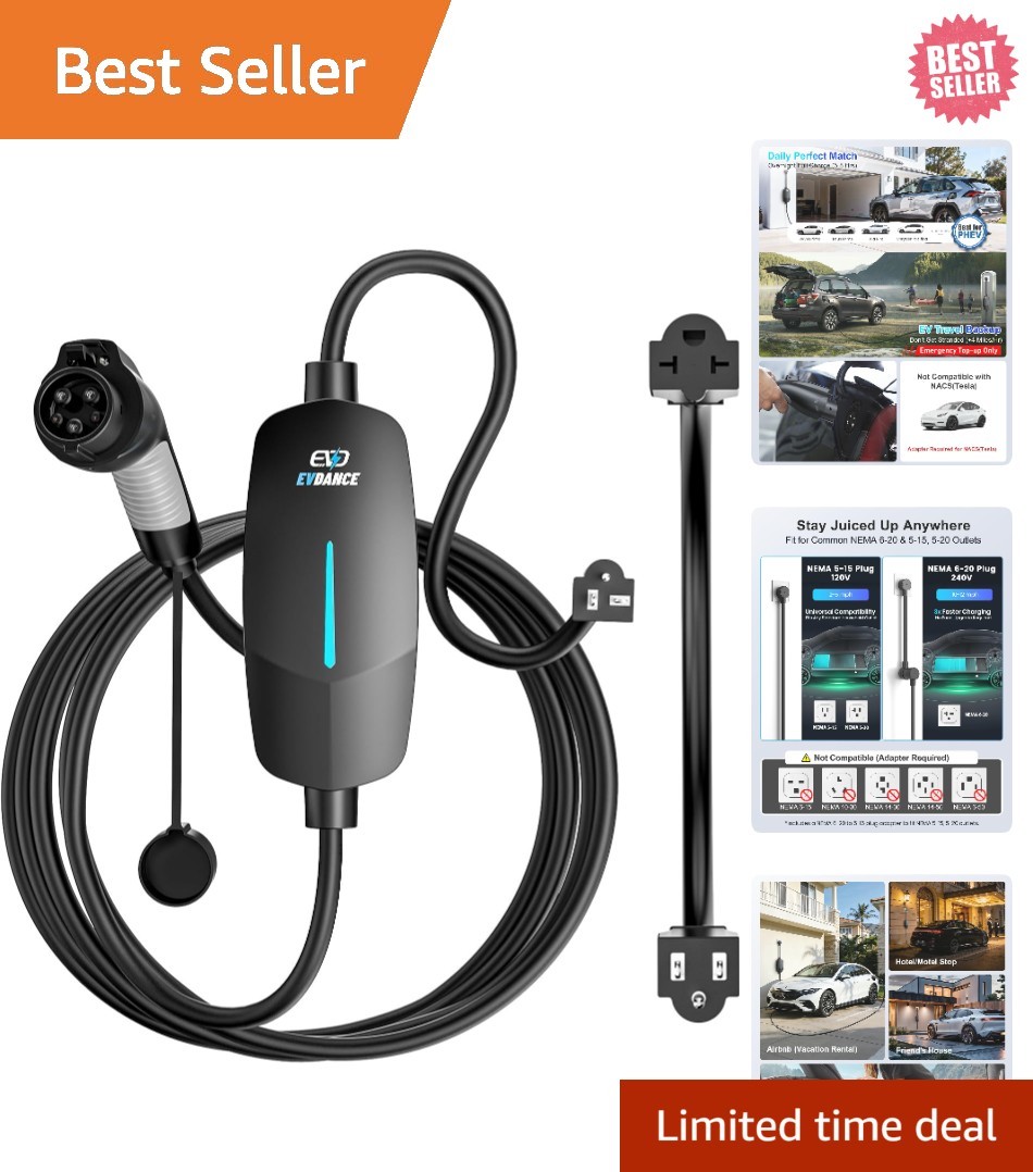 Durable 25FT Electric Vehicle Charger – Fast Charging, 120V/240V Options