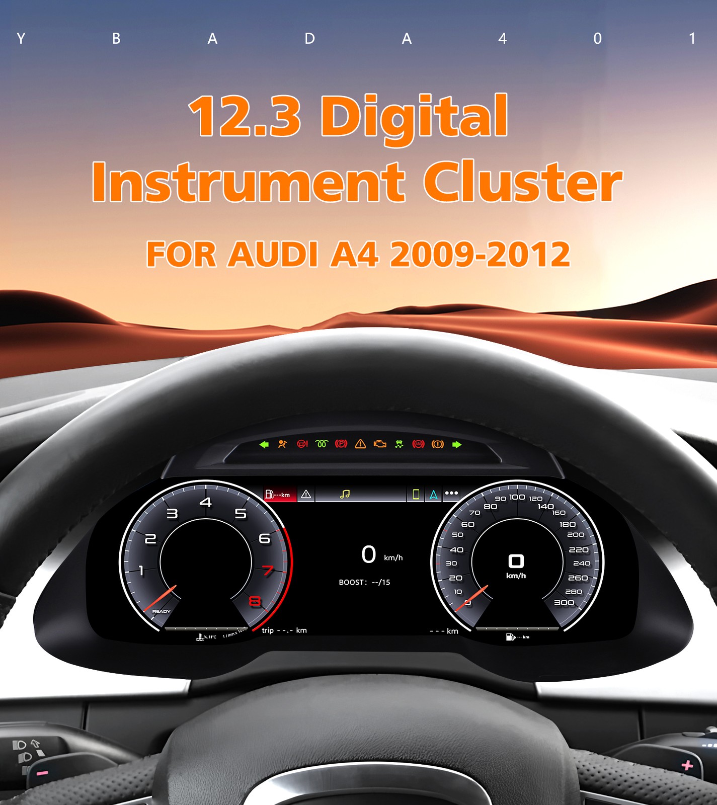 Upgrade CarPlay Digital Cluster Speedometer Dashboard For Audi A4 S4 B8 2009-12